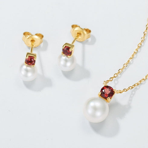 Red Zirconia Pearl Necklace